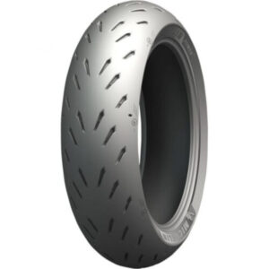Imagen del neumático Michelin Power GP para motocicletas deportivas, mostrando su diseño de banda de rodadura y perfil de alto rendimiento, ideal para uso en carretera y pista.